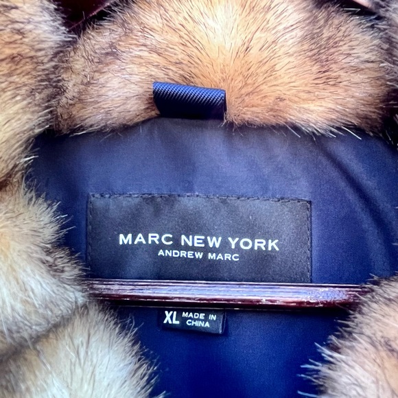 *Marc New York | Navy Faux Fur Trimmed Parka with Detachable Hood Size XL - Picture 4 of 12